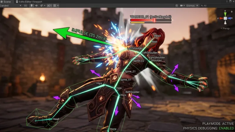 Dynamic Ragdoll 물리 연동과 크리티컬 피격 연출 구현