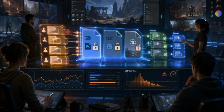 Asset Lock Queue 운영법: 대용량 바이너리 에셋 잠금 대기시간으로 아티스트 병목 찾기 썸네일
