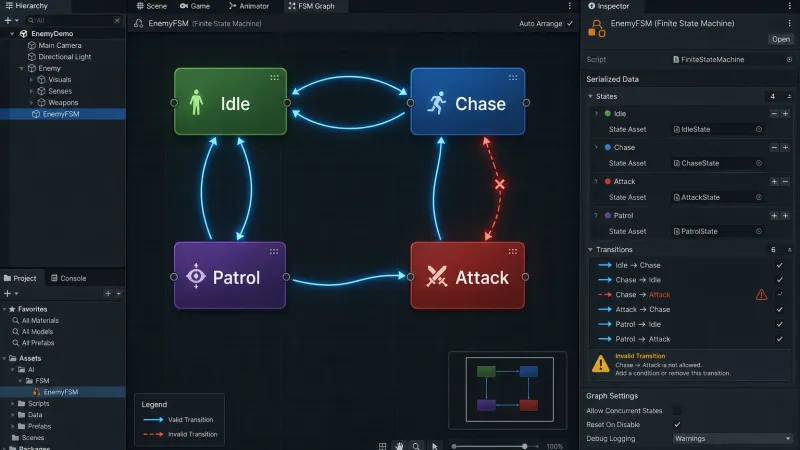 Unity FSM 노드 비주얼화: 커스텀 인스펙터 에디터 툴 구현 가이드