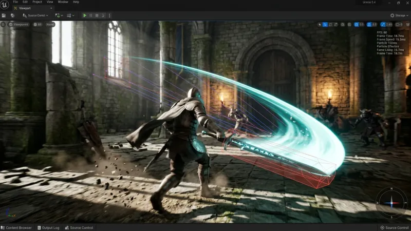 무기 궤적 및 트레일 연출과 프레임 기반 궤적 히트박스 연산