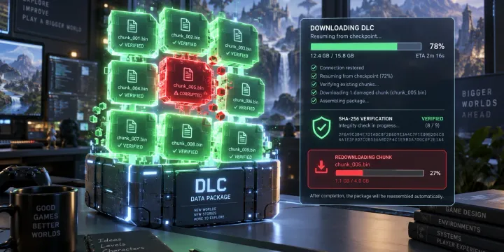 DLC 다운로드 중 손상됐을 때: 재개·재검증·재다운로드 패키지 무결성 테스트 가이드 썸네일
