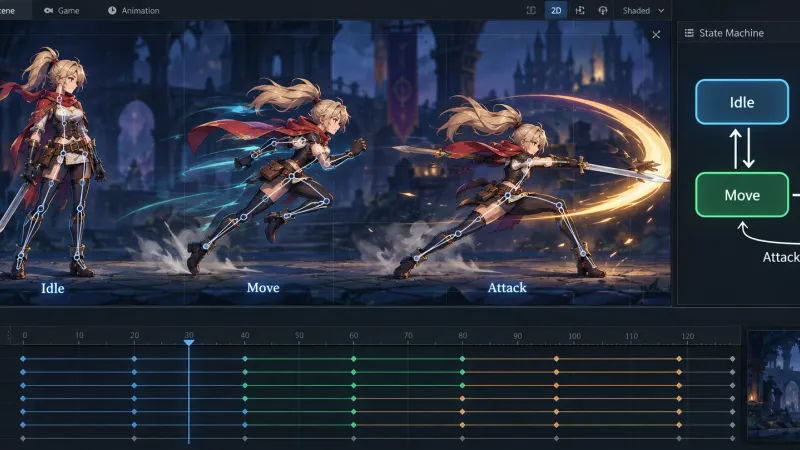 Unity에서 2D 캐릭터 사공 스파인 애니메이션 상태 머신 연결하기