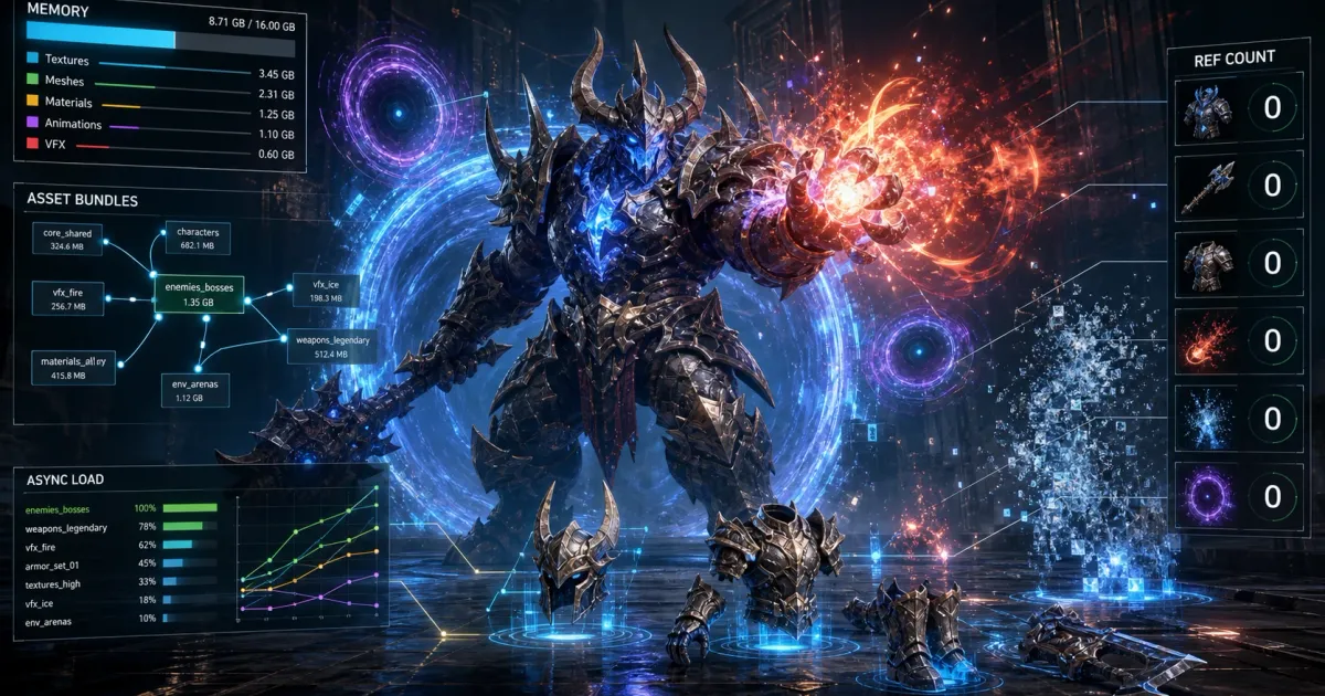 Addressables Assets 연동: 무거운 장비, 스킬 VFX, 몬스터 모델의 동적 메모리 로딩/해제