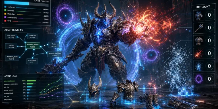 Addressables Assets 연동: 무거운 장비, 스킬 VFX, 몬스터 모델의 동적 메모리 로딩/해제 썸네일