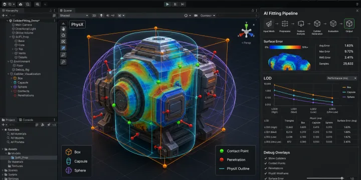 3D 프롭 Convex Collider AI 자동 피팅 툴 만들기: Unity PhysX 최적화 가이드 썸네일