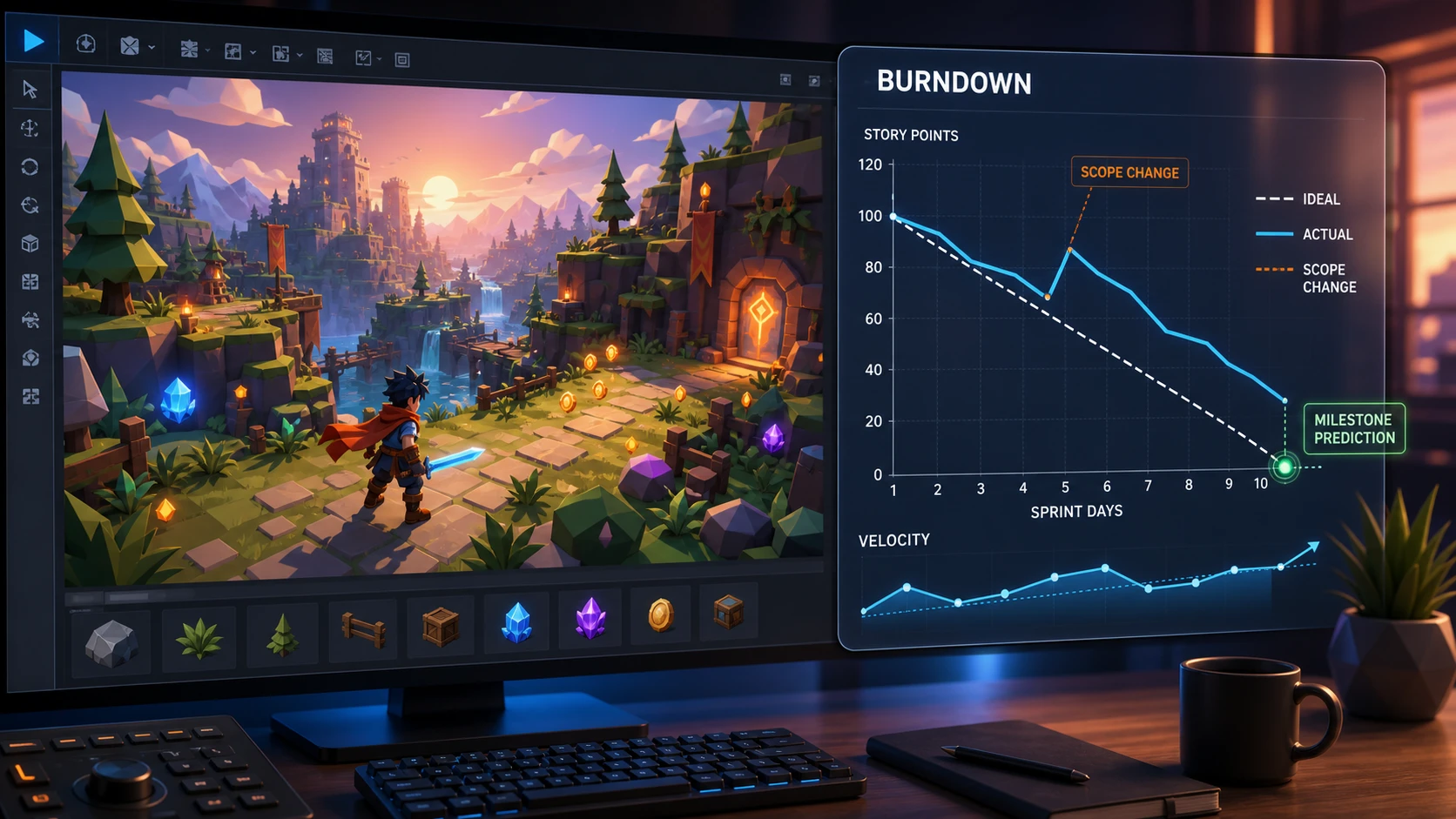 인디 게임 프로젝트 번다운 차트(Burndown Chart)로 마일스톤 예측 정확도 높이기 썸네일