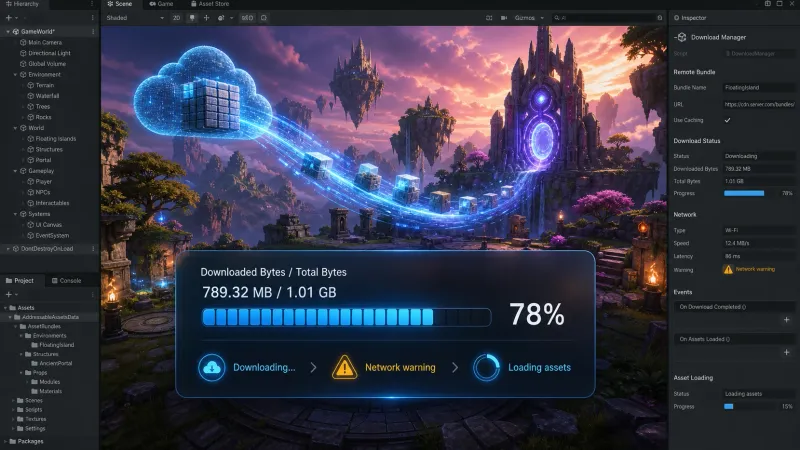 Unity Addressables 비동기 에셋 번들 다운로드와 프로그레스 바 구현 방법