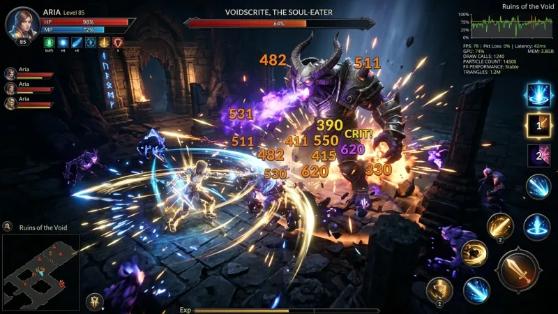 데미지 넘버(Damage Numbers) 최적화: 연사 스킬 사용 시 텍스트 메쉬 및 캔버스 UI 병목 해결