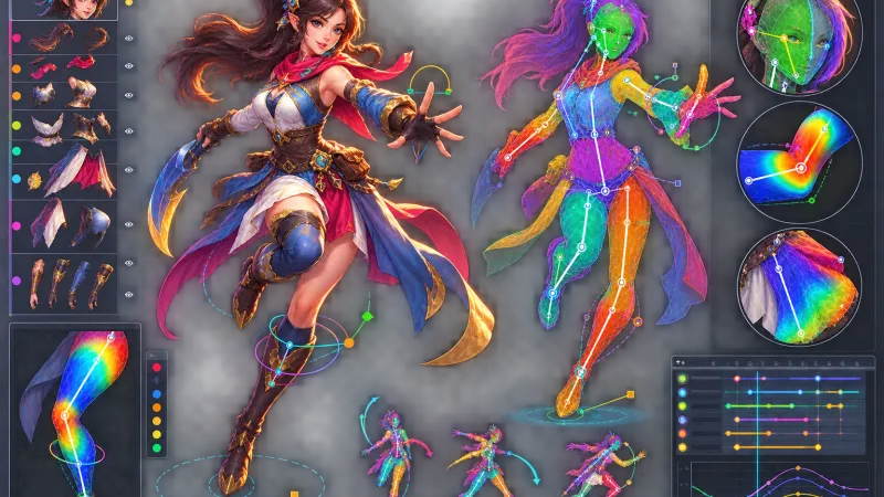 2D 캐릭터 원화 레이어 자동 분할과 Spine 본 바인딩 자동화 실전 가이드
