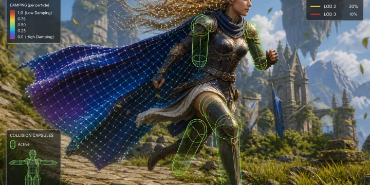 Cloth Simulation으로 캐릭터 망토와 머리카락 물리를 자연스럽게 연출하는 방법 썸네일