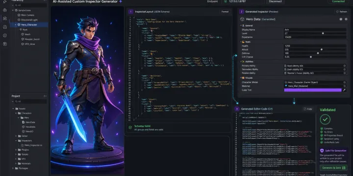 Unity 커스텀 인스펙터 GUI 레이아웃 코드 자동 생성: 로컬 AI 익스텐션 만들기 썸네일