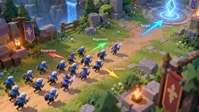 군집 이동(Flocking) 알고리즘: 미니언 무리를 자연스럽게 움직이는 법