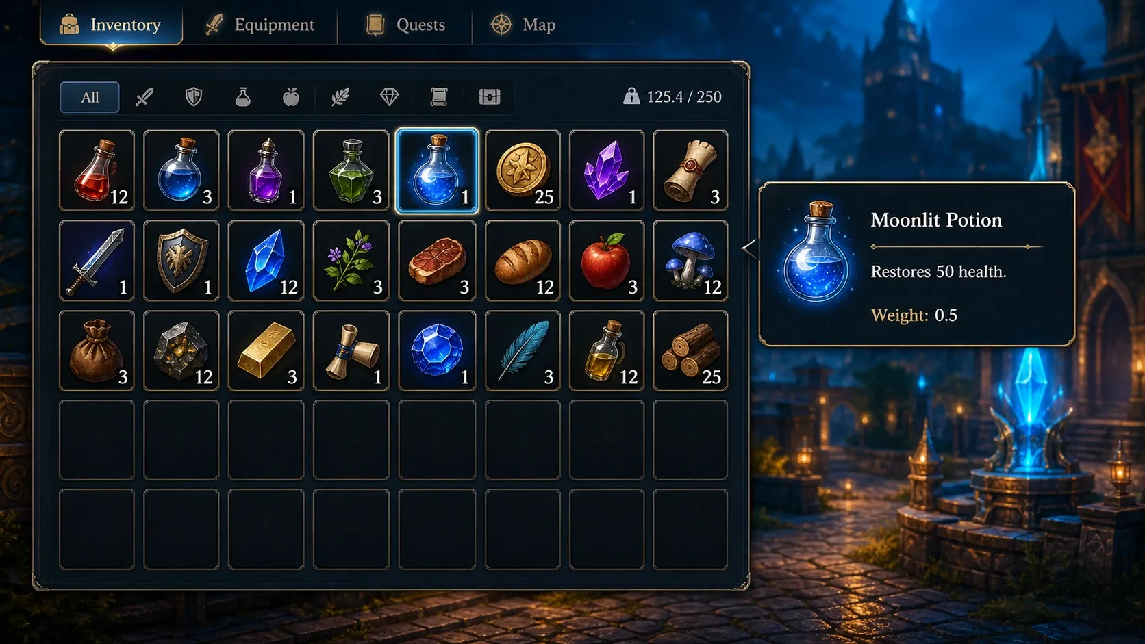 UI Toolkit 인벤토리 그리드에서 아이콘과 수량을 표시하는 슬롯 구성